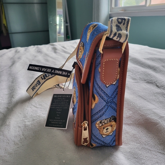 Blue and Brown Teddy Bear Crossbody Bag - Picture 7 of 11